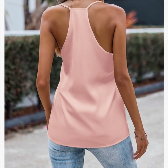 Womens Silk Satin Tank Tops V Neck Sleeveless Camisole Cami - Picture 2 of 3